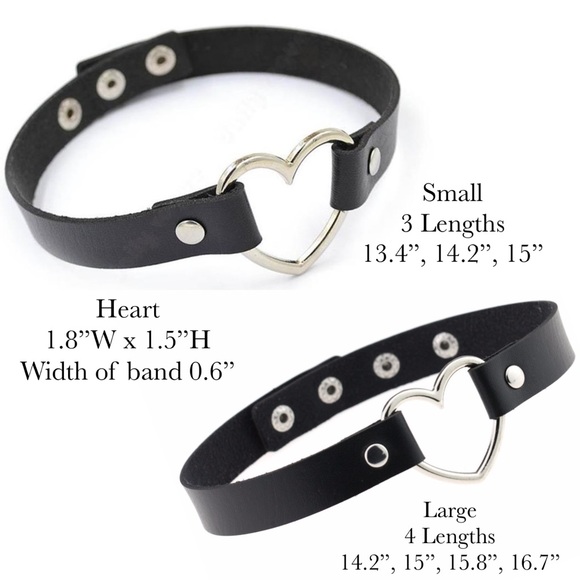 Punk Gothic Vegan Leather Choker with Heart Ring - Picture 16 of 16